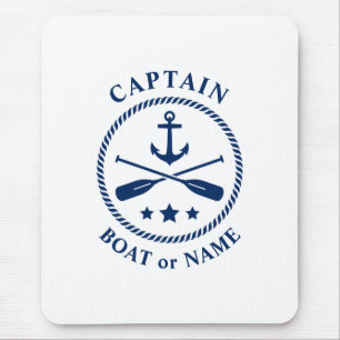 Nautical Anchor & Oars with Captain Boat or Name Mouse Pad