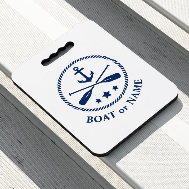 Nautical Anchor Oars Your Boat or Name Navy Seat Cushion (In Situ)