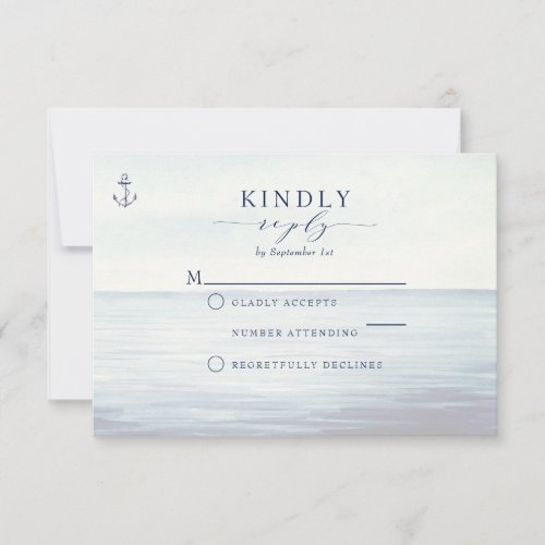 Nautical Anchor Ocean Watercolor RSVP Card