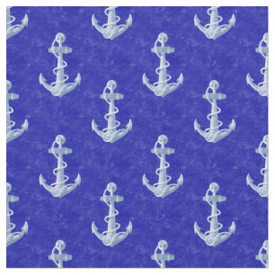 Nautical Anchor on Blue Fabric