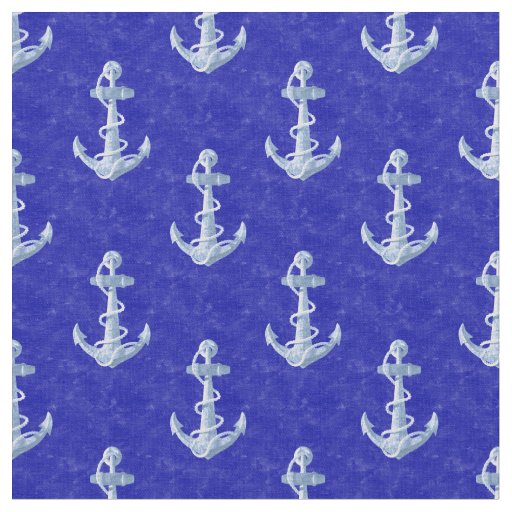 Nautical Anchor on Blue Fabric