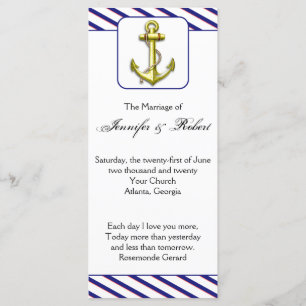 Nautical Anchor on Blue Stripe Wedding Program