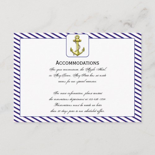 Nautical Anchor on Blue Wedding Accomodations Custom Invitations