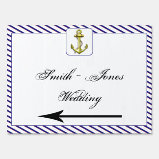 Nautical Anchor on Blue Wedding Direction Sign