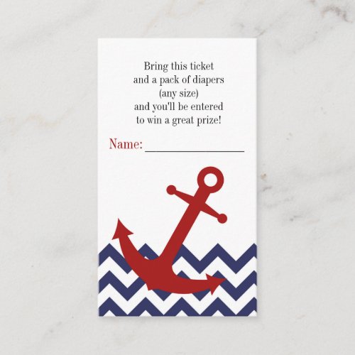 Nautical Anchor on Chevron Diaper Raffle Ticket Business Card Templates