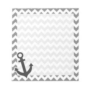 Nautical Anchor on Dark Gray Chevron Notepad