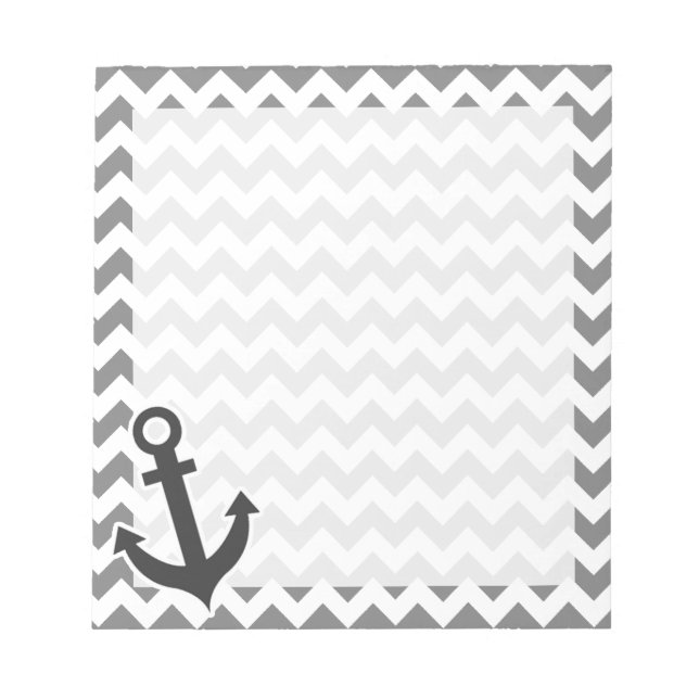 Nautical Anchor on Dark Gray Chevron Notepad (Front)