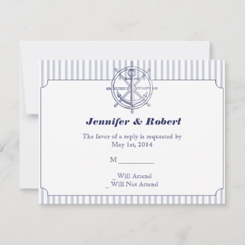 Nautical Anchor on Grey Stripe Response Card