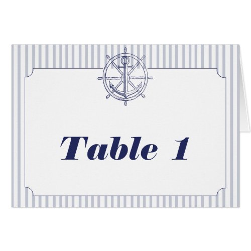 Nautical Anchor on Grey Stripe Table Number tent