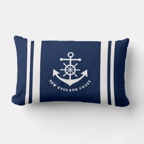 Nautical anchor on Navy Blue Lumbar Pillow