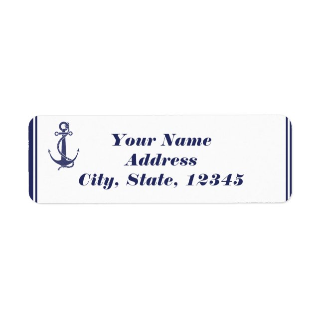 Nautical Anchor on Navy Return Address Label (Front)