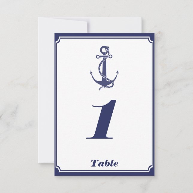 Nautical Anchor on Navy Wedding Insert Invitation (Front)