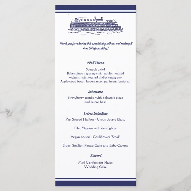 Nautical Anchor on Navy Wedding Menu v7 for JRoy (Front)