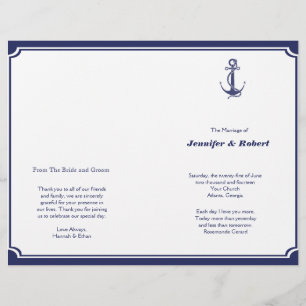 Nautical Anchor on Navy Wedding Program