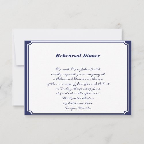 Nautical Anchor on Navy Wedding Rehearsal Custom Invites