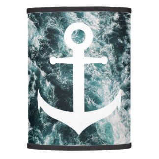 Nautical anchor on ocean photo background lamp shade