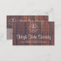 Nautical Anchor on Rustic Wood Vintage Style Beach Business Card