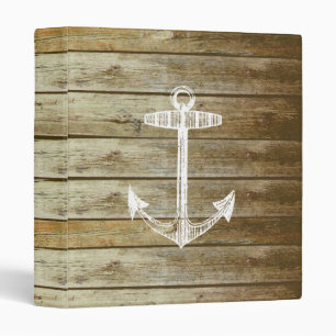 Nautical Anchor on wood graphic 3 Ring Binder