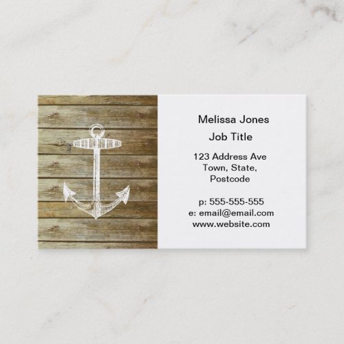 Nautical Anchor on wood graphic Business Card Templates