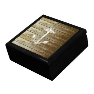 Nautical Anchor on wood graphic Keepsake Box