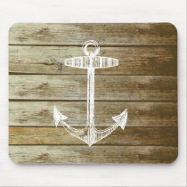 Nautical Anchor on wood graphic Mouse Pad