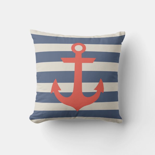 Nautical Anchor Outdoor Throw Pillow" Outdoor Pillow (Front)