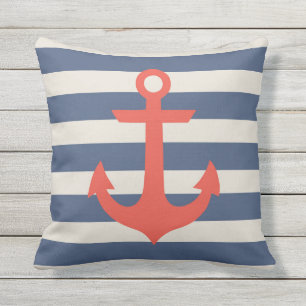 Nautical Anchor Outdoor Throw Pillow" Pillow
