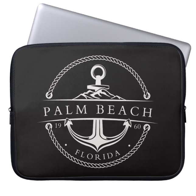 Nautical Anchor Palm Beach Florida 1960 Laptop Sleeve (Front)