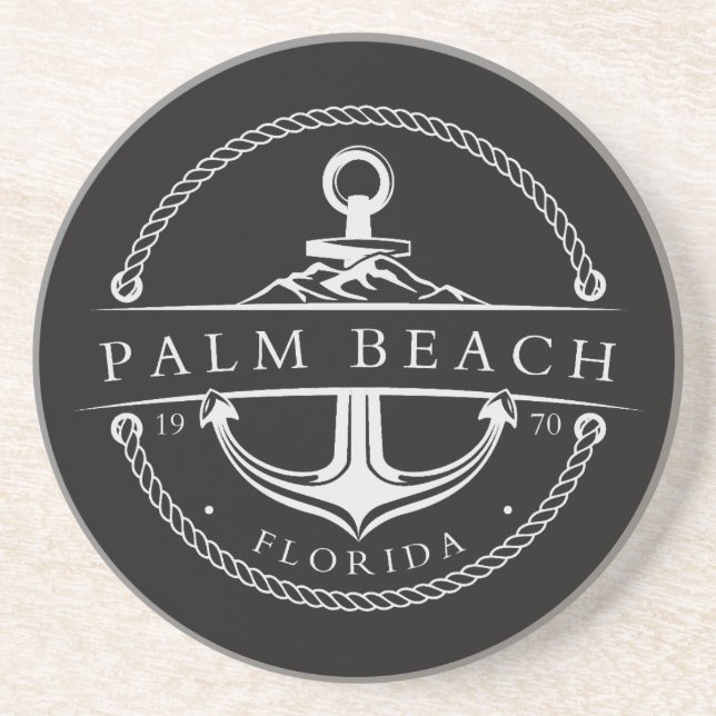 Nautical Anchor Palm Beach Florida 1970 Coaster (Front)