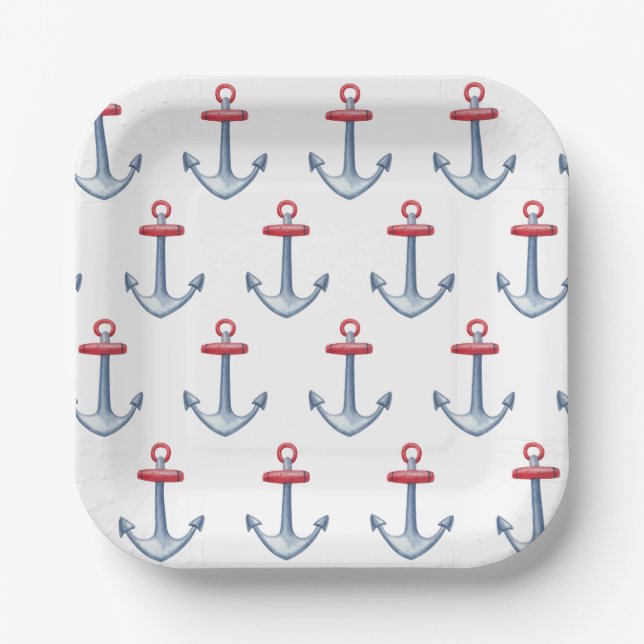 Nautical Anchor Paper Plates (Front)