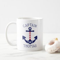 Nautical Anchor Patriotic Captain Add Name Coffee Mug