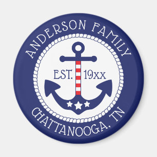Nautical Anchor Patriotic Family Name Magnet