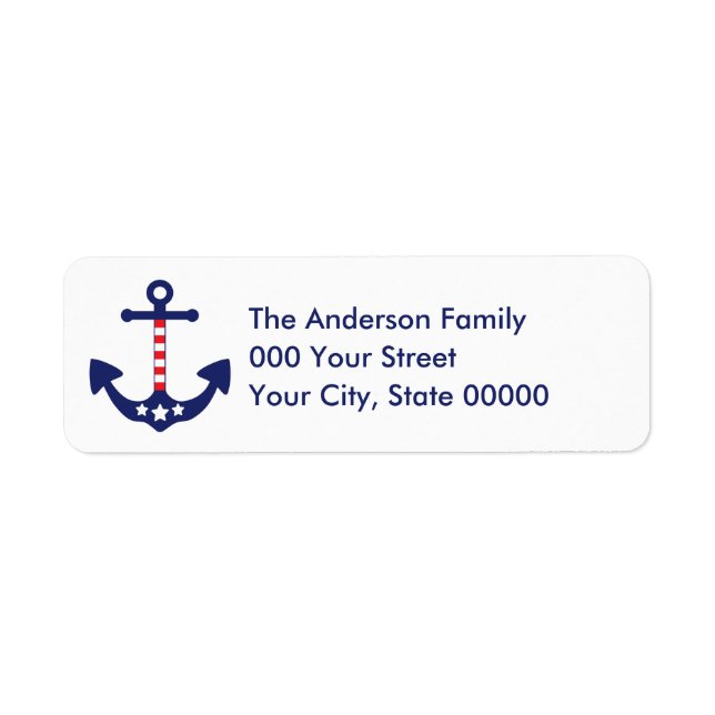 Nautical Anchor Patriotic Stars & Stripes Label (Front)