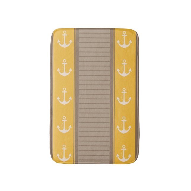 Nautical Anchor Pattern Bathroom Mat (Front Vertical)