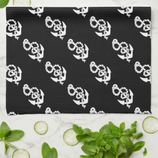 Nautical Anchor Pattern Black or Any Color Towel