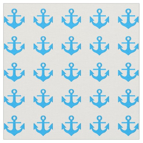 Nautical anchor pattern light blue white sea ocean fabric