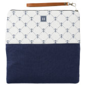 Nautical Anchor Pattern Monogram Clutch (Outside Open)