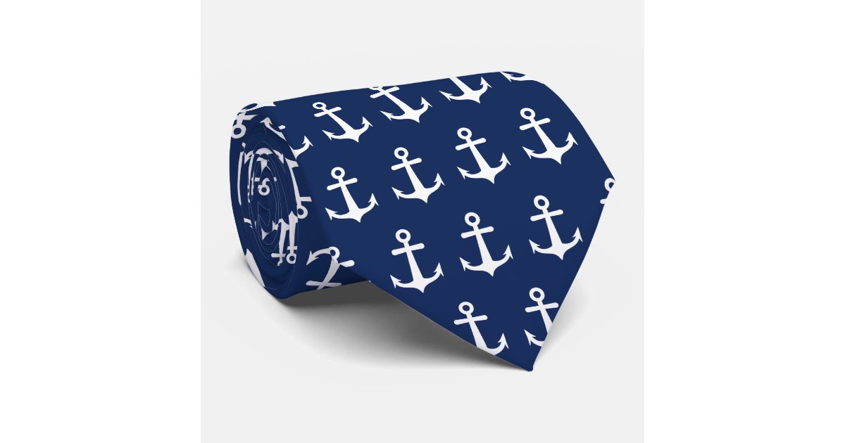 Nautical Anchor Pattern Navy Blue Neck Tie | Zazzle