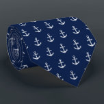 Nautical Anchor Pattern Navy | White Neck Tie<br><div class="desc">A unique dark navy tie featuring an elegant navy and white anchor pattern.</div>