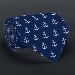 Nautical Anchor Pattern Navy | White Neck Tie<br><div class="desc">A unique dark navy tie featuring an elegant navy and white anchor pattern.</div>