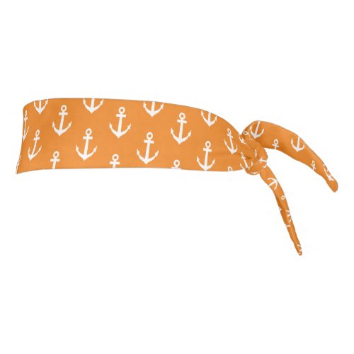 Nautical anchor pattern orange summer tie headband