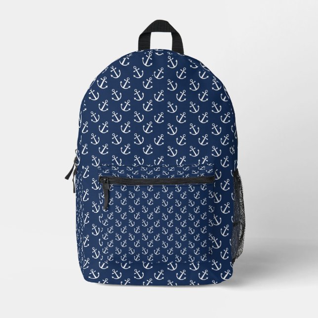 Nautical Anchor Pattern Printed Backpack (Front)
