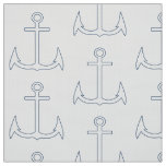 Nautical Anchor Pattern White Fabric
