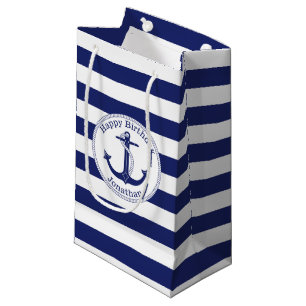 Nautical Anchor Personalized Birthday Small Gift Bag