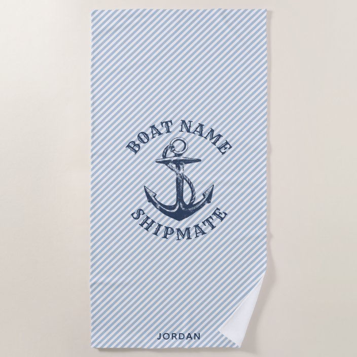 Nautical Anchor | Personalized Boat's Shipmate Beach Towel | Zazzle.com