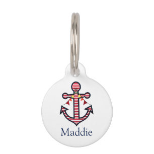 Nautical Anchor Personalized Cat or Dog Pet Pet Name Tag