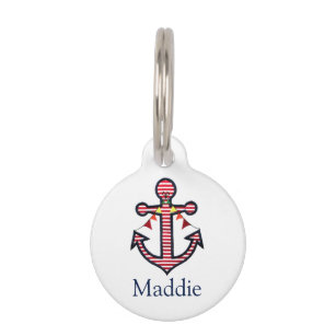 Nautical Anchor Personalized Cat or Dog Pet Pet Name Tag
