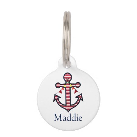 Nautical Anchor Personalized Cat Or Dog Pet Pet Name Tag