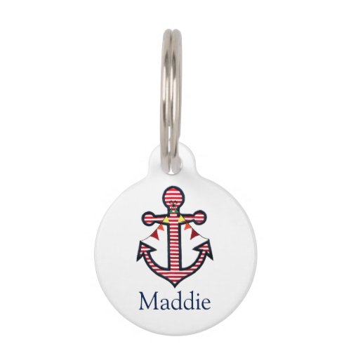 Nautical Anchor Personalized Cat or Dog Pet Pet Name Tag