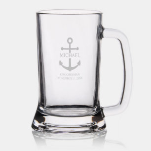 Nautical Anchor Personalized Groomsmen Stein